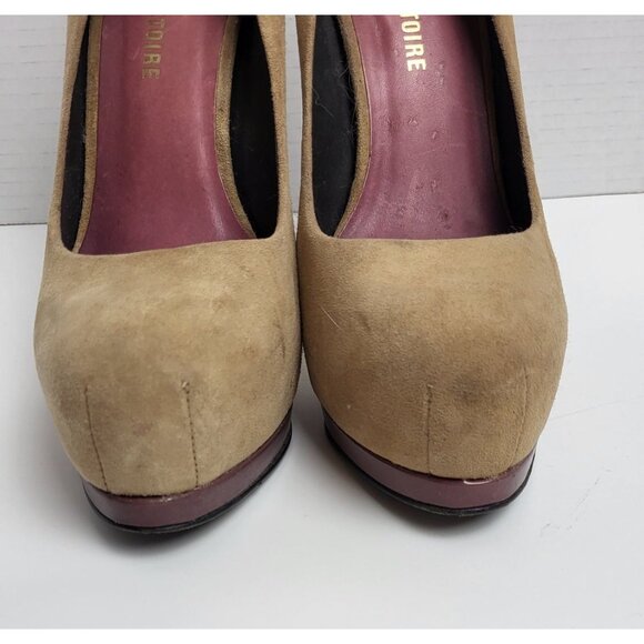 Pour La Victoire Tan Suede Platform Stiletto Heels Womens Size 8.5 - Picture 2 of 9